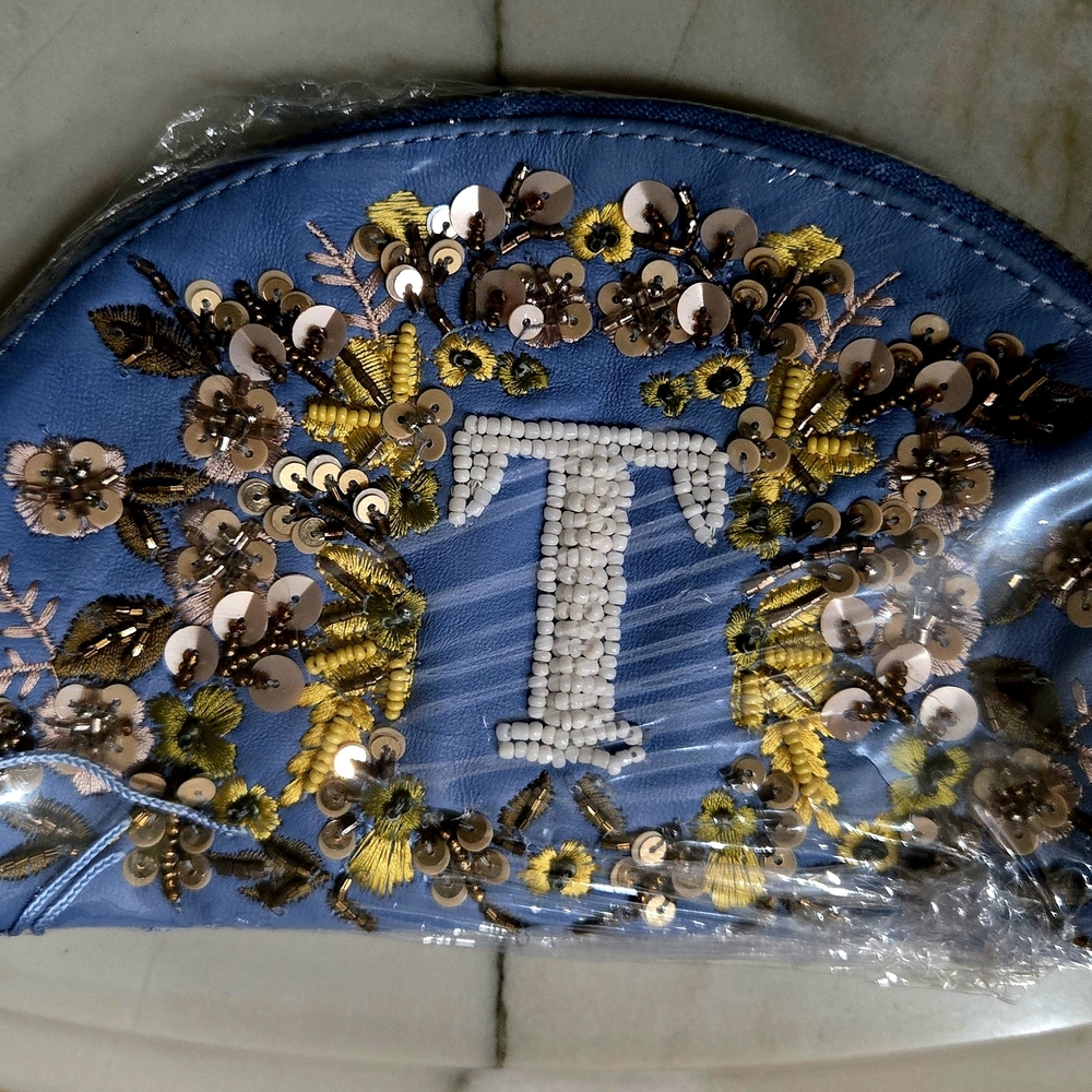 Anthropologie Blue Floral Sequin Clutch
